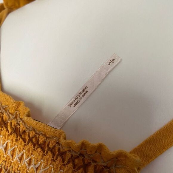 Free People Another Love Smocked Marigold Midi Dress Linen - Picture 10 of 14